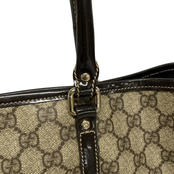 Auth GUCCI GG Plus/GG Supreme 197953 Dark Brown Beige PVC Patent Leather - Picture 8 of 16